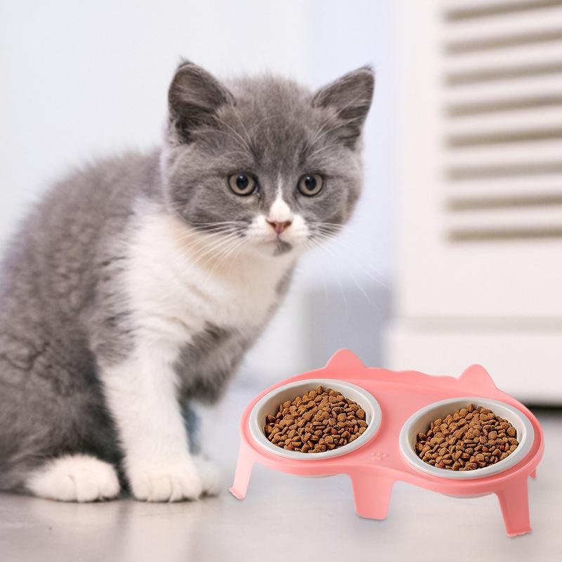 Pet Food & Water Bowl Set – Ceramic Elevated Tilted Bowls for Cats and Dogs