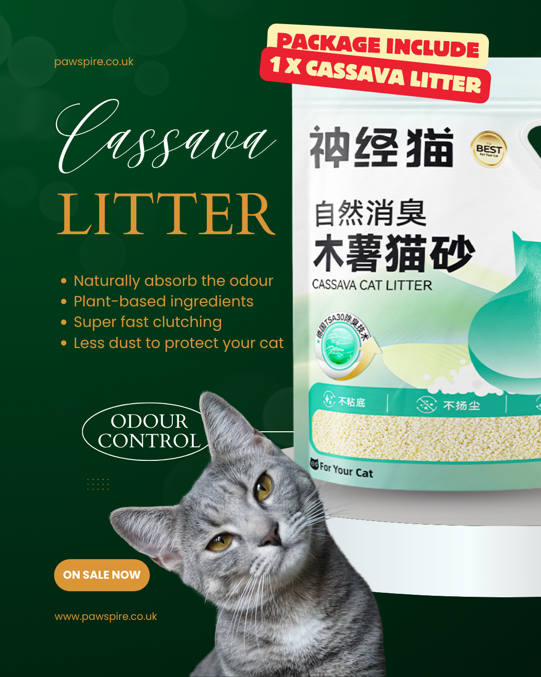 🐱 Odour Control Cat Litter Comfort Bundle- 2 Odour Control Litter Bags & 1 Cat Scratcher