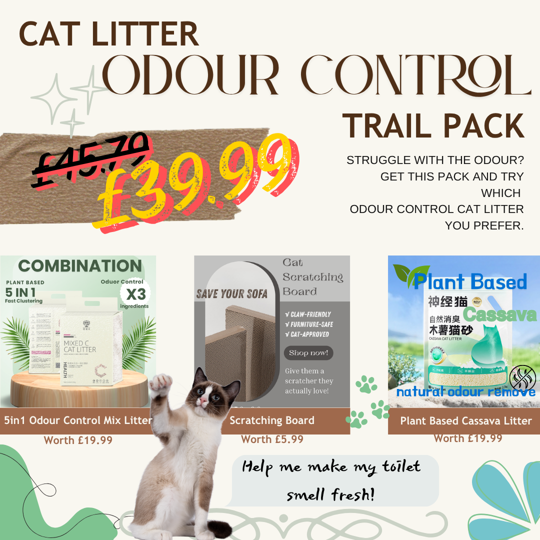 🐱 Odour Control Cat Litter Comfort Bundle- 2 Odour Control Litter Bags & 1 Cat Scratcher
