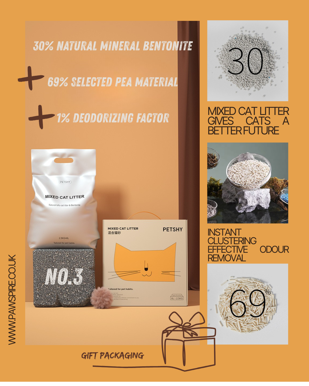 🐱Eco Cat Comfort Bundle- 3 Bags of Eco-Friendly Cat Litters & 1 Scartching Borad