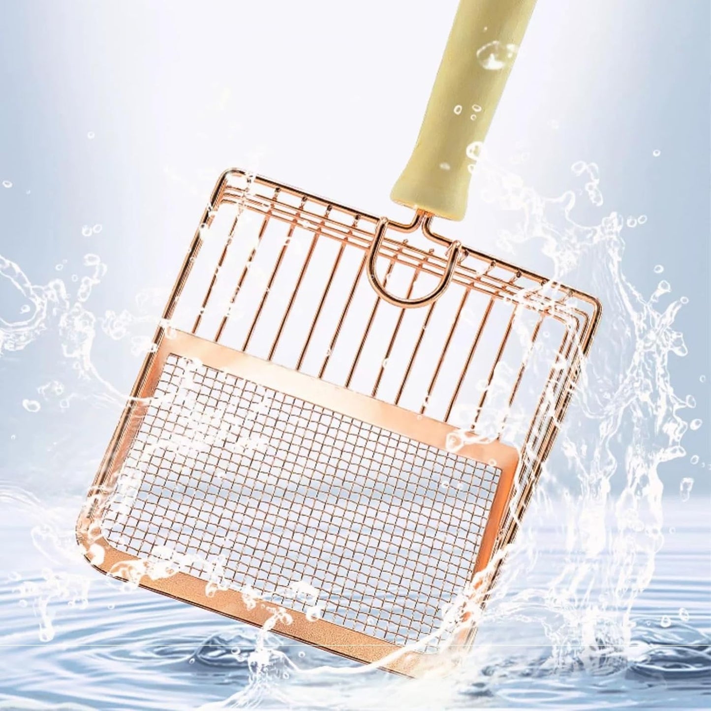 Metal Litter Scoop – Durable Sifter with Wooden Handle & Hook for Easy Cleaning