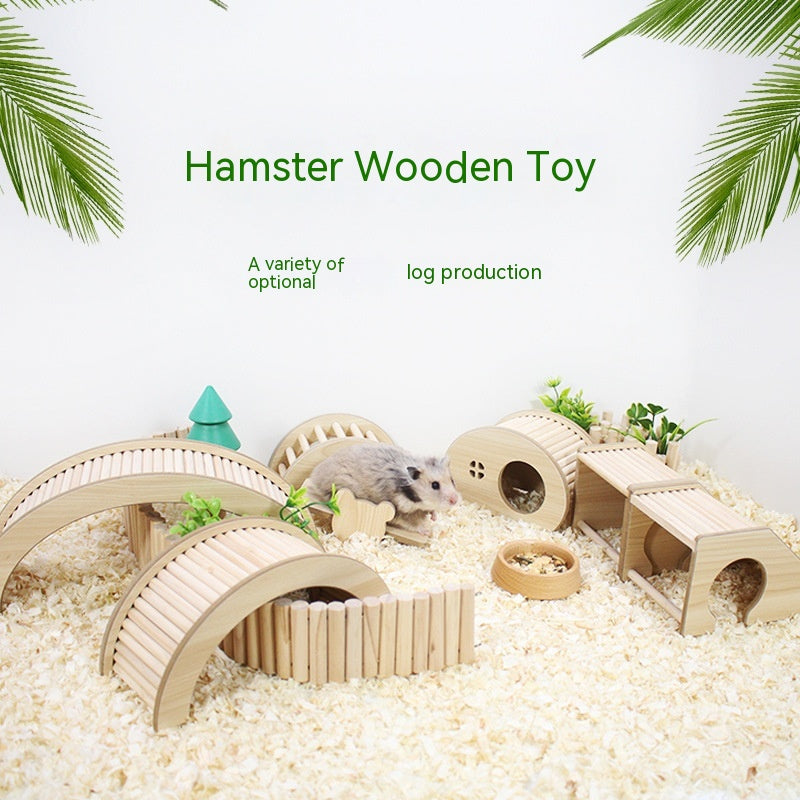 Hamster Landscaping Natural Wooden Bridge Toy Decoration Dental Care and Nesting Space Provider