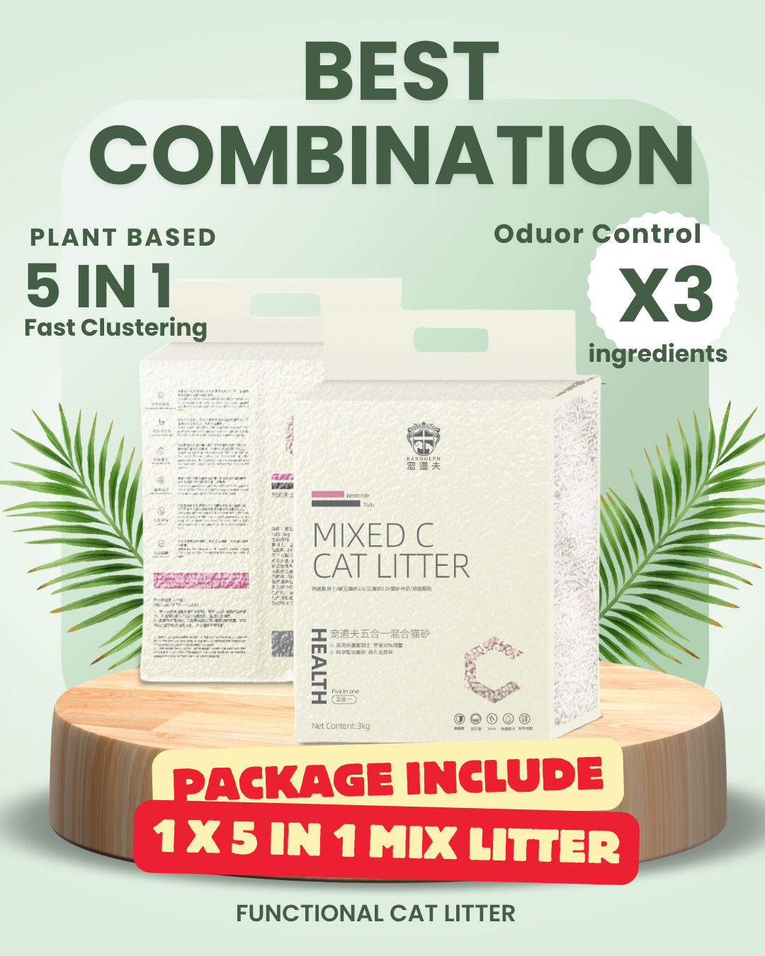 🐱 Odour Control Cat Litter Comfort Bundle- 2 Odour Control Litter Bags & 1 Cat Scratcher