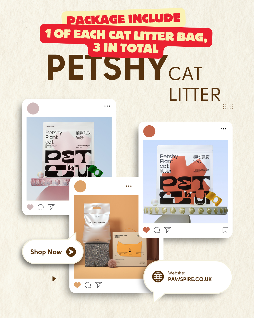 🐱Eco Cat Comfort Bundle- 3 Bags of Eco-Friendly Cat Litters & 1 Scartching Borad
