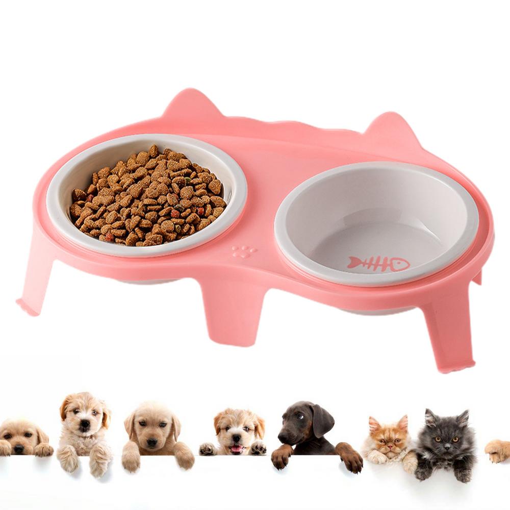 Pet Food & Water Bowl Set – Ceramic Elevated Tilted Bowls for Cats and Dogs