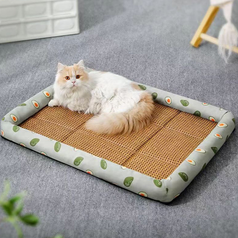 Anti-Scratch Non-Slip Washable Mattress Summer Rattan Pet Cooling Mat