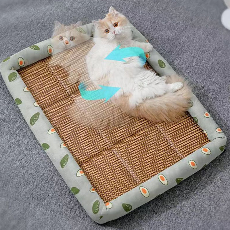 Anti-Scratch Non-Slip Washable Mattress Summer Rattan Pet Cooling Mat
