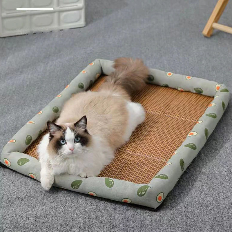 Anti-Scratch Non-Slip Washable Mattress Summer Rattan Pet Cooling Mat
