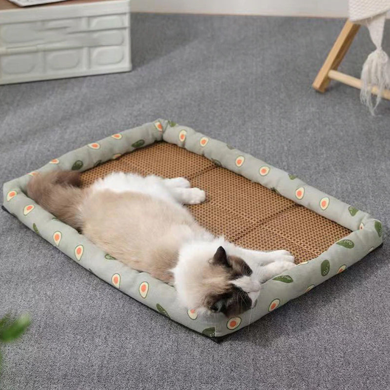 Anti-Scratch Non-Slip Washable Mattress Summer Rattan Pet Cooling Mat