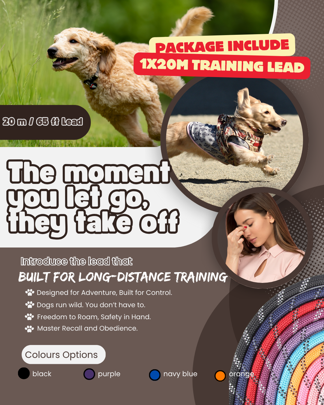 🐶 Freedom Summer Training Bundle – Long Lead, Slow Feeder, Treat Bag, Clicker+ 3 Poop Bag Rolls