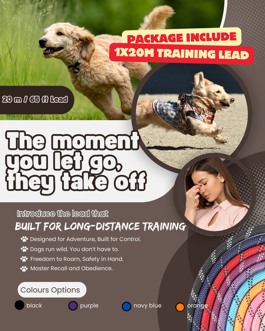 🐶 Freedom Summer Training Bundle – Long Lead, Slow Feeder, Treat Bag, Clicker+ 3 Poop Bag Rolls