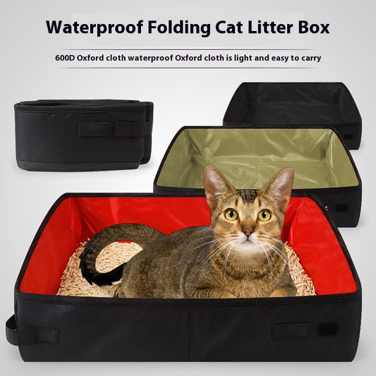Portable Foldable Cat Litter Box – Waterproof with Anti-Slip Base