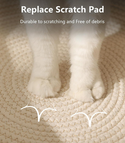 Hand-Woven Cat Bed with Toy Tail – Natural Cotton & Linen Kitten House with Scratch Pad.