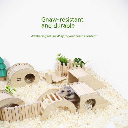 Hamster Landscaping Natural Wooden Bridge Toy Decoration Dental Care and Nesting Space Provider