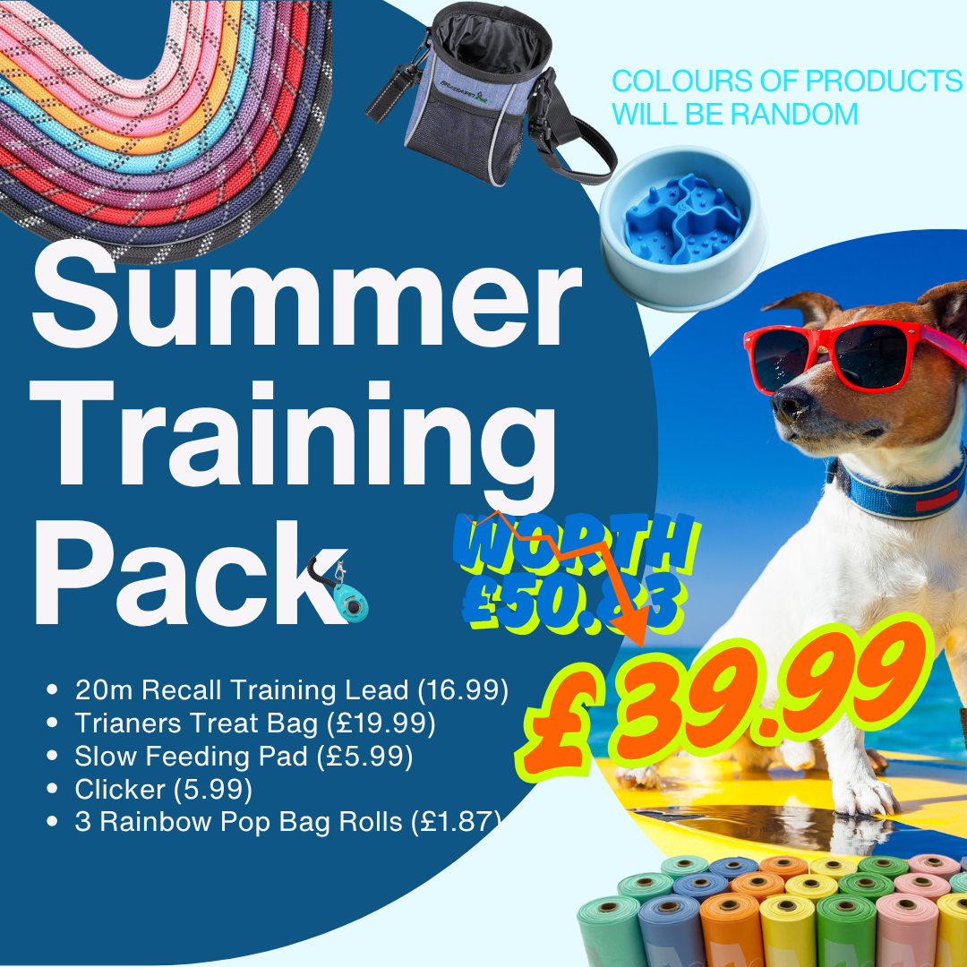 🐶 Freedom Summer Training Bundle – Long Lead, Slow Feeder, Treat Bag, Clicker+ 3 Poop Bag Rolls